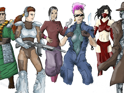 Cyberpunk characters speed-design